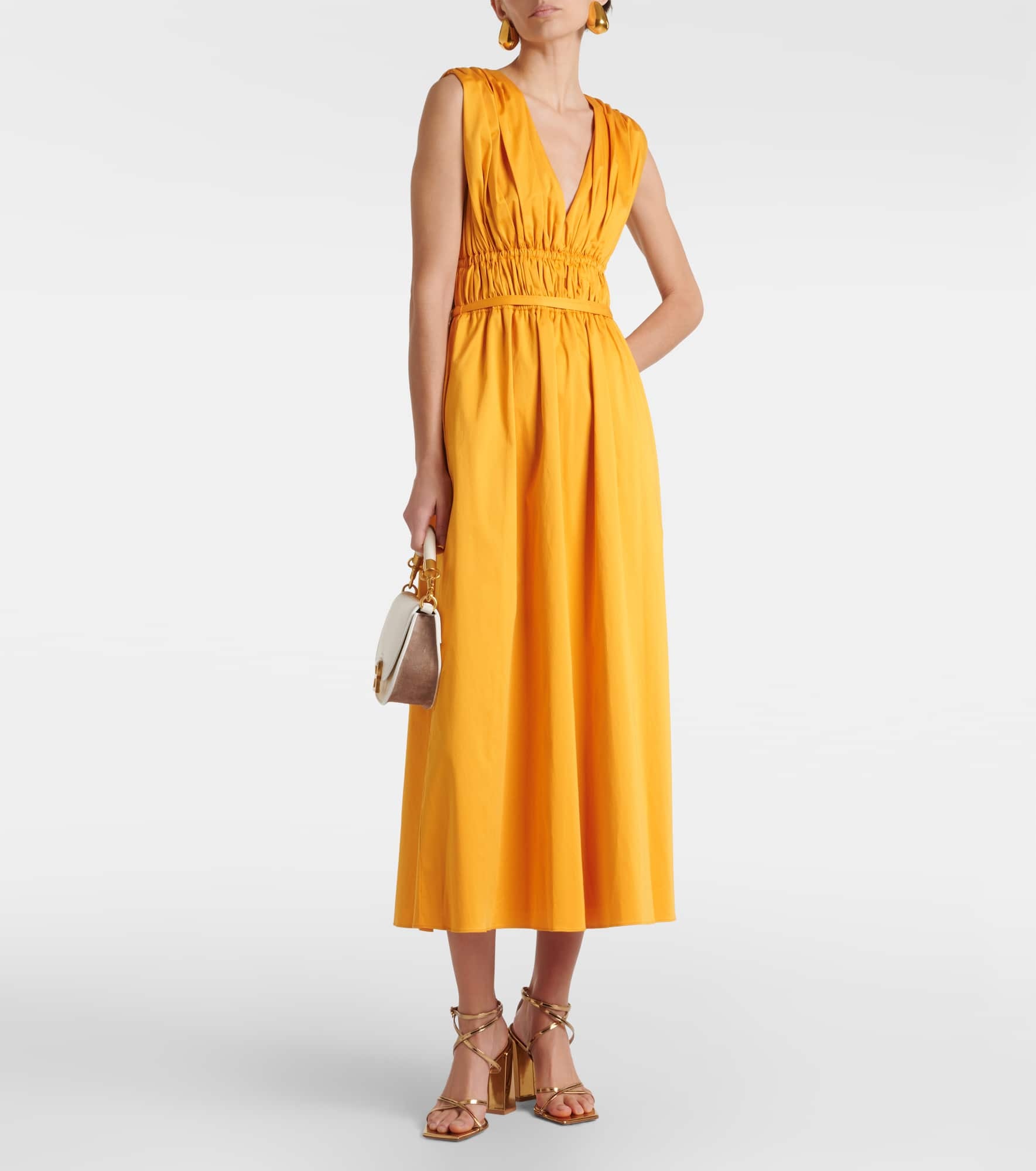 Fiona ruched cotton-blend midi dress - 2