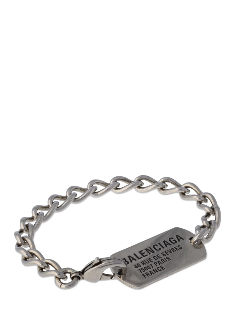 Logo tag brass chain bracelet - 2