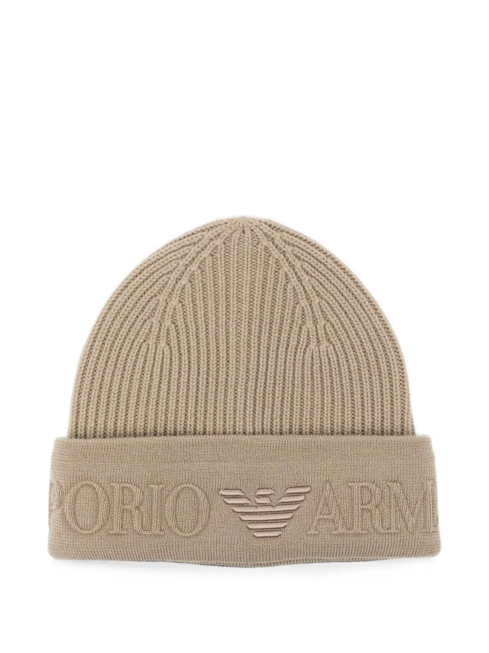 logo-embossed rib beanie - 1