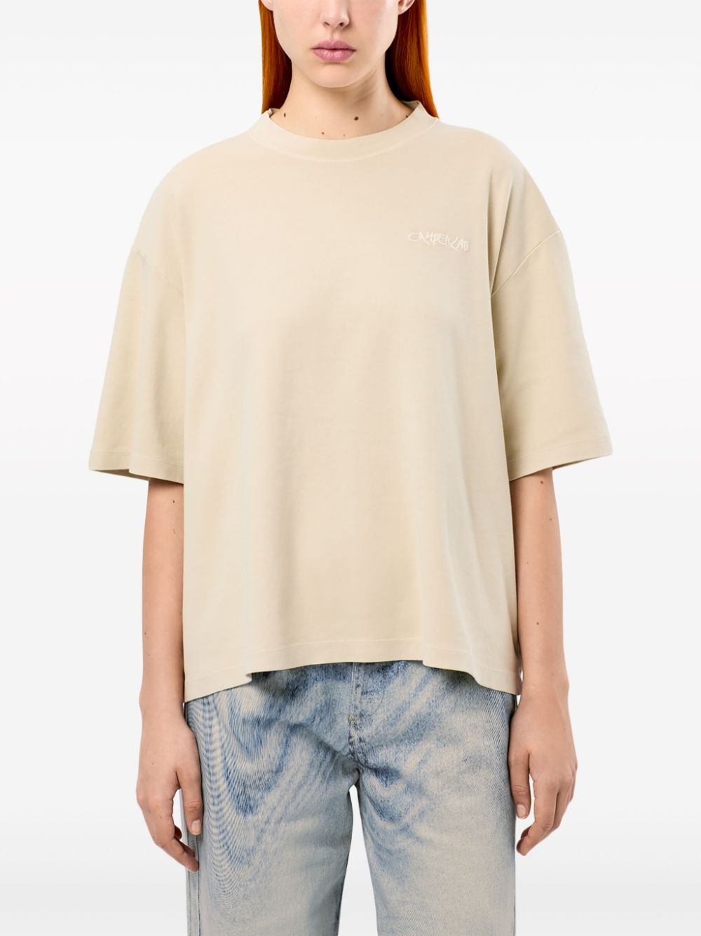 logo-embroidered cotton T-shirt - 3
