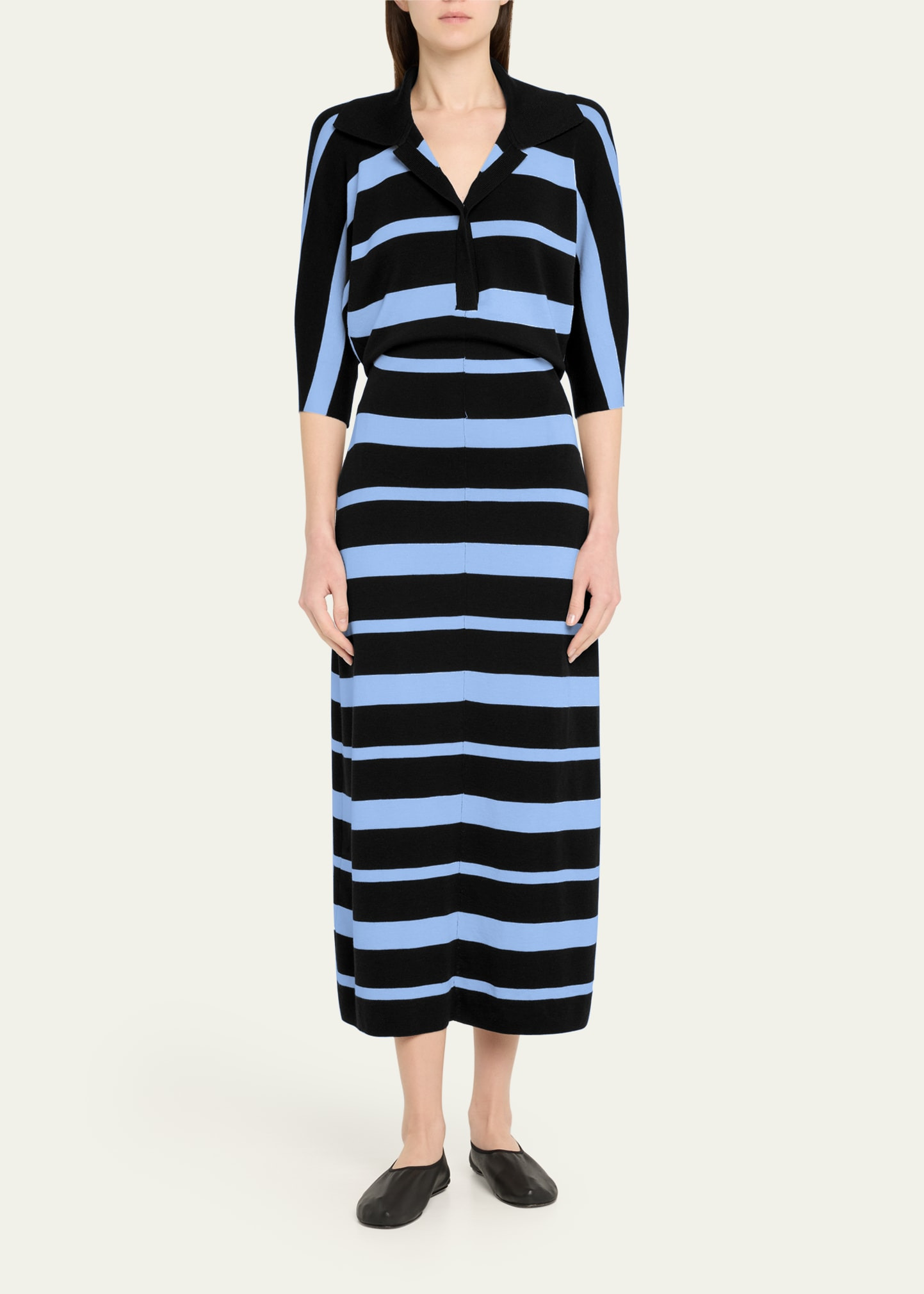Solana Polo Stripe Superfine Merino Wool Dress - 2