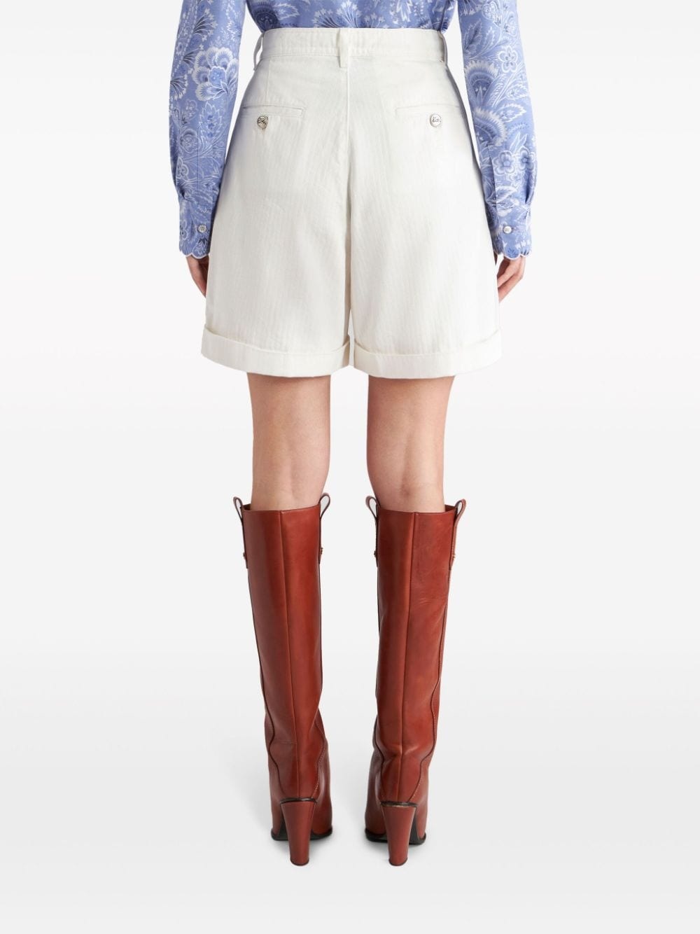 high-waist cotton bermuda shorts - 4