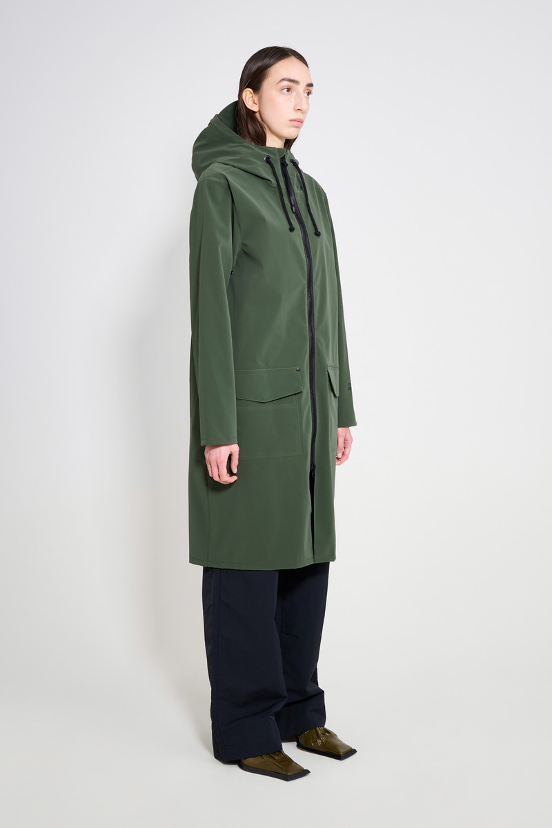 Stockholm Long Patch Raincoat Green 3