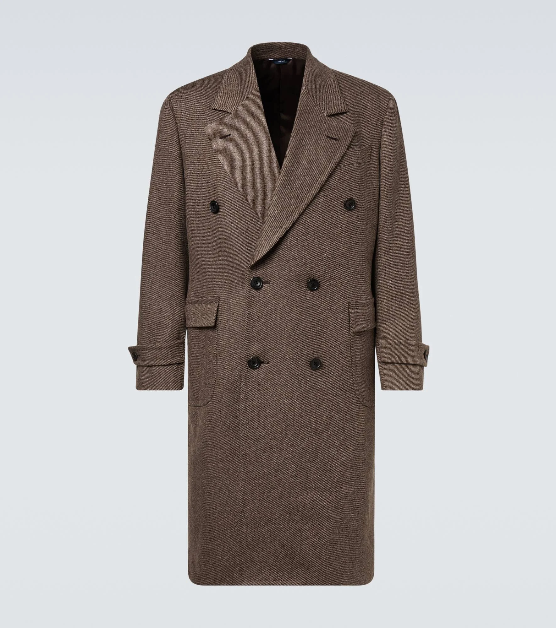 Double-breasted wool twill overcoat - 1