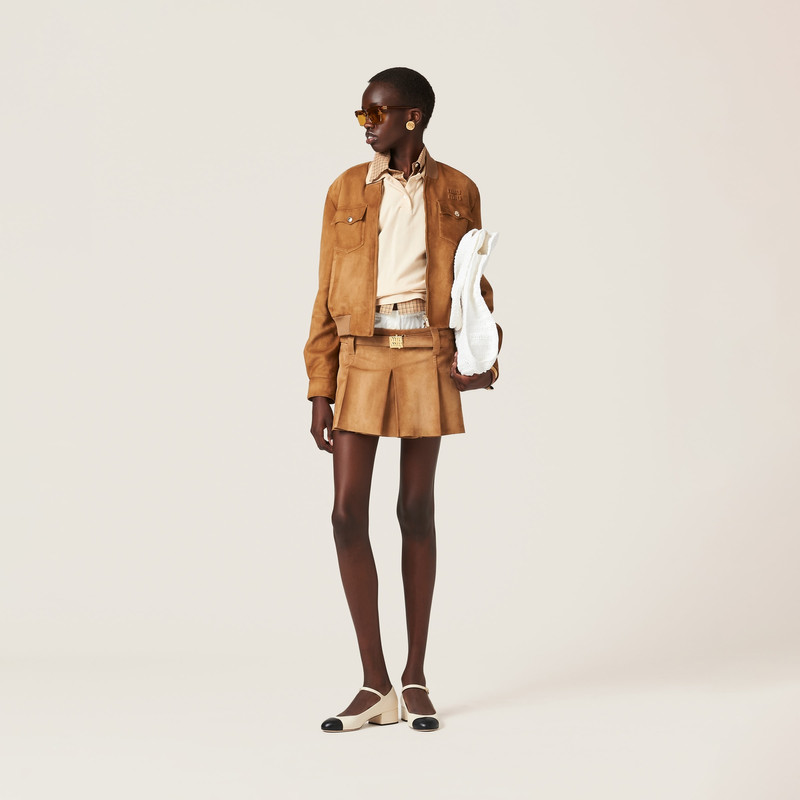 Miu Miu Pleated suede skirt outlook