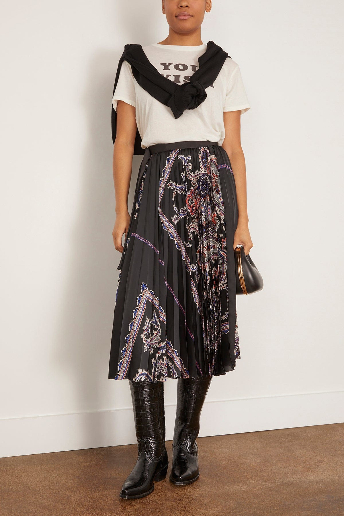 Paisley Print Skirt in Black - 2