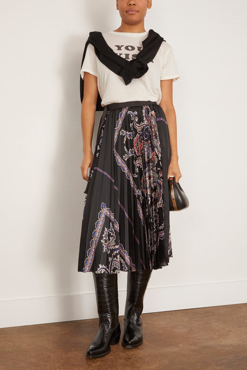 sacai Paisley Print Skirt in Black outlook