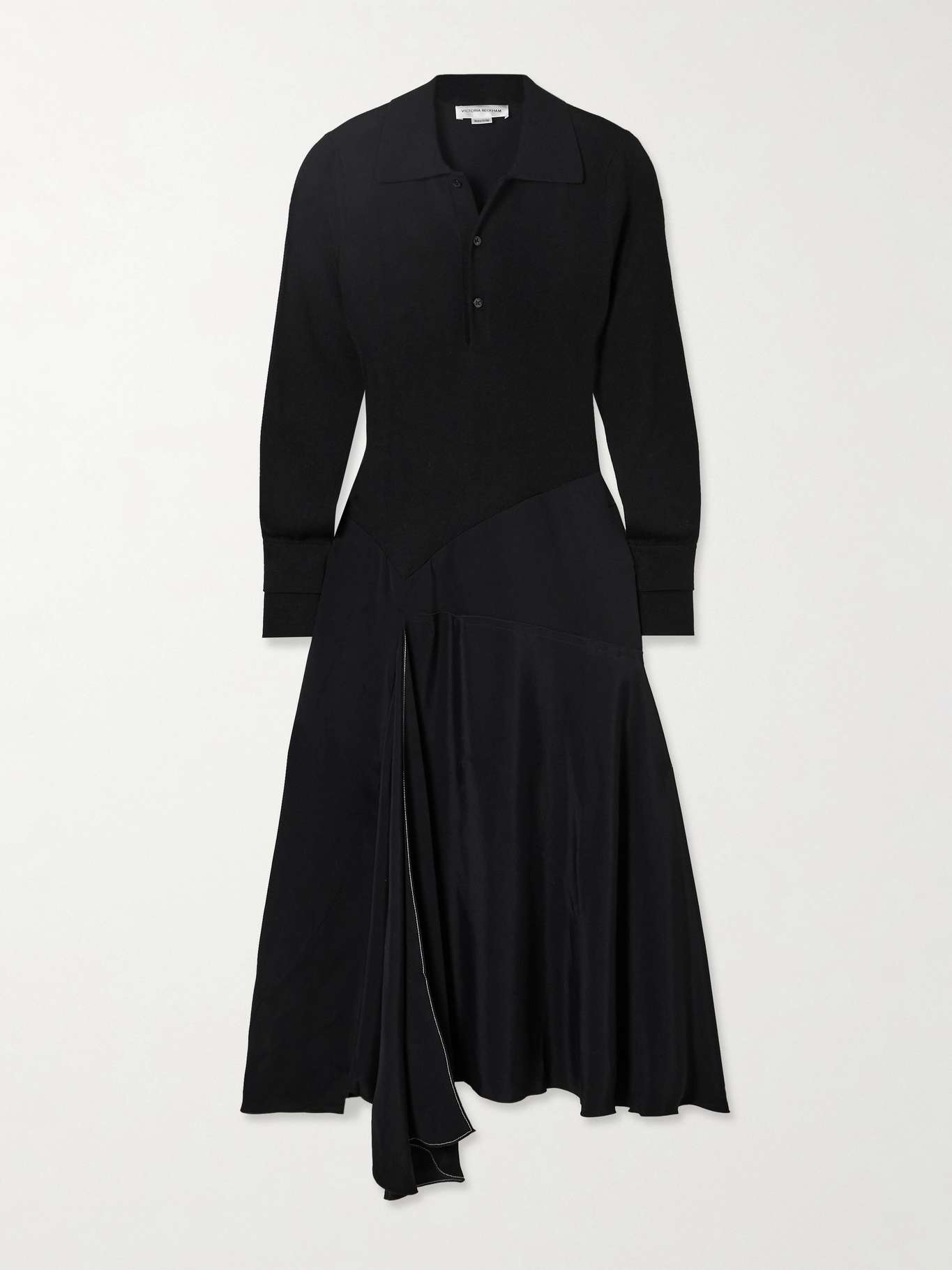 Henley asymmetric paneled wool and jersey dress - 1