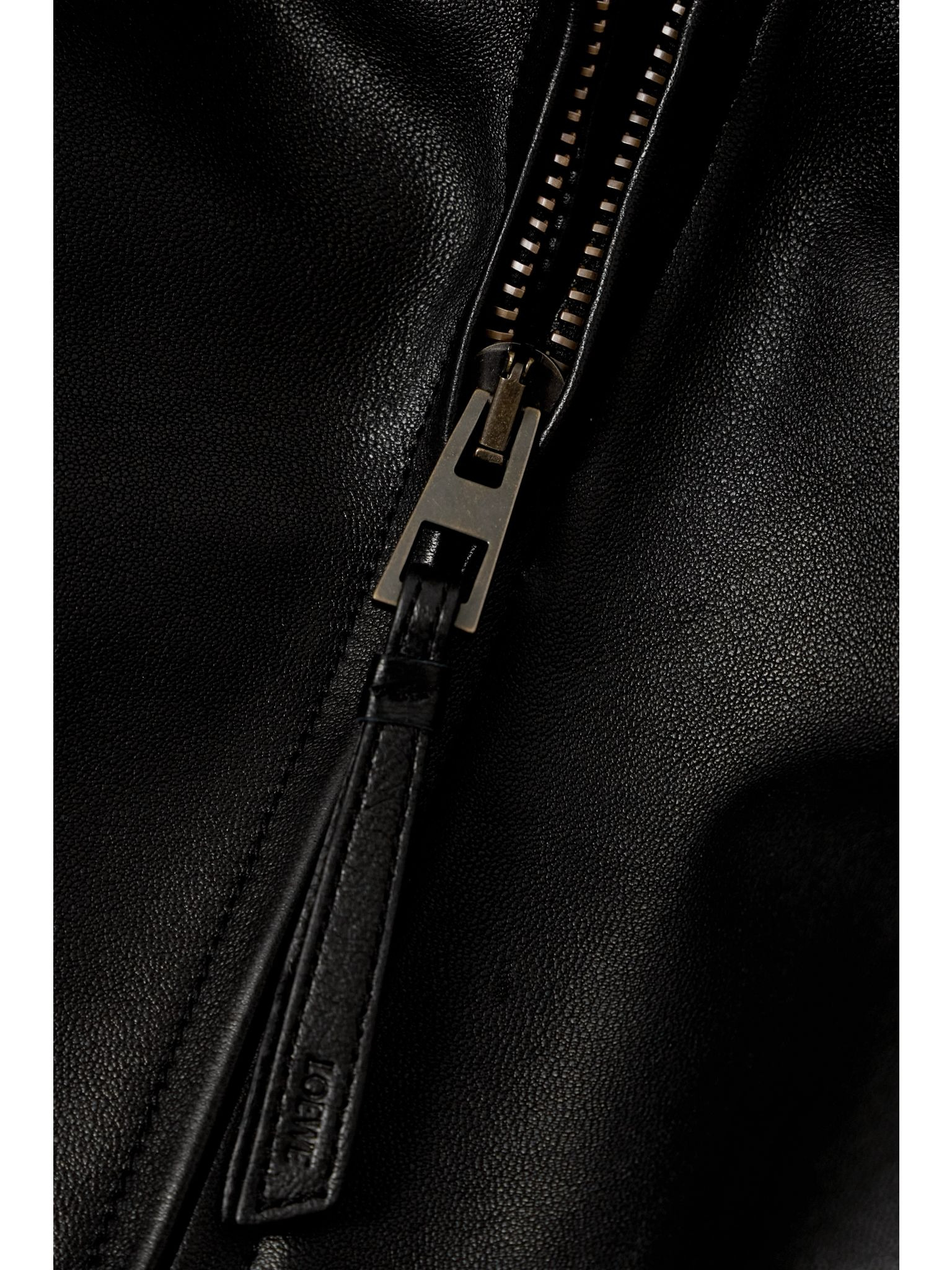 Cropped shearling-trimmed leather jacket Black - 5