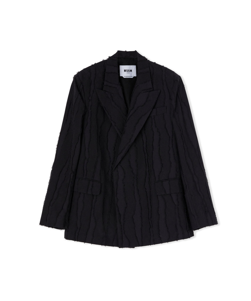 MSGM Single color jacquard fil coup&eacute; cotton double-beasted blazer outlook
