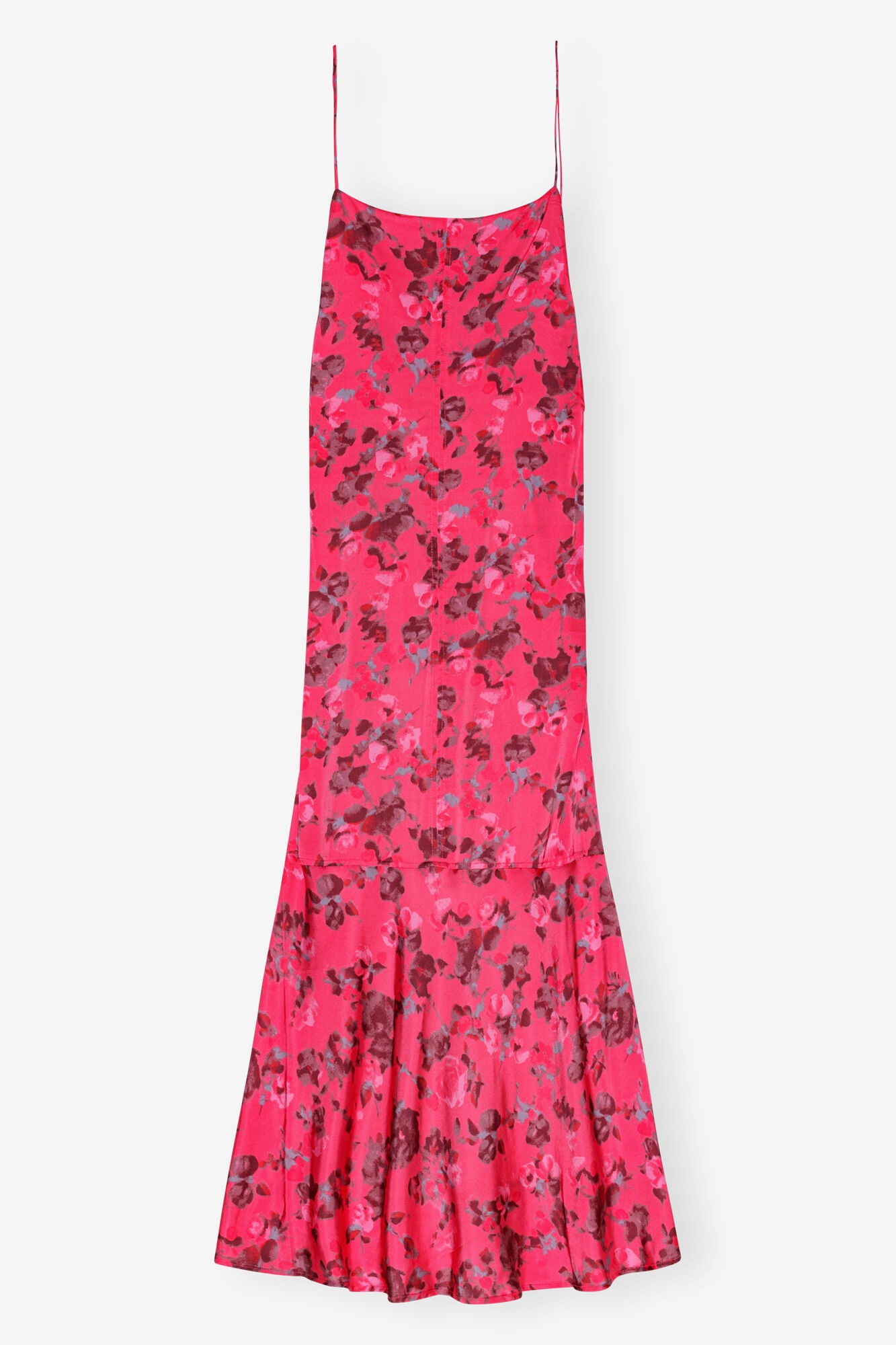 PINK FLORAL PRINTED SATIN MIDI DRESS - 1