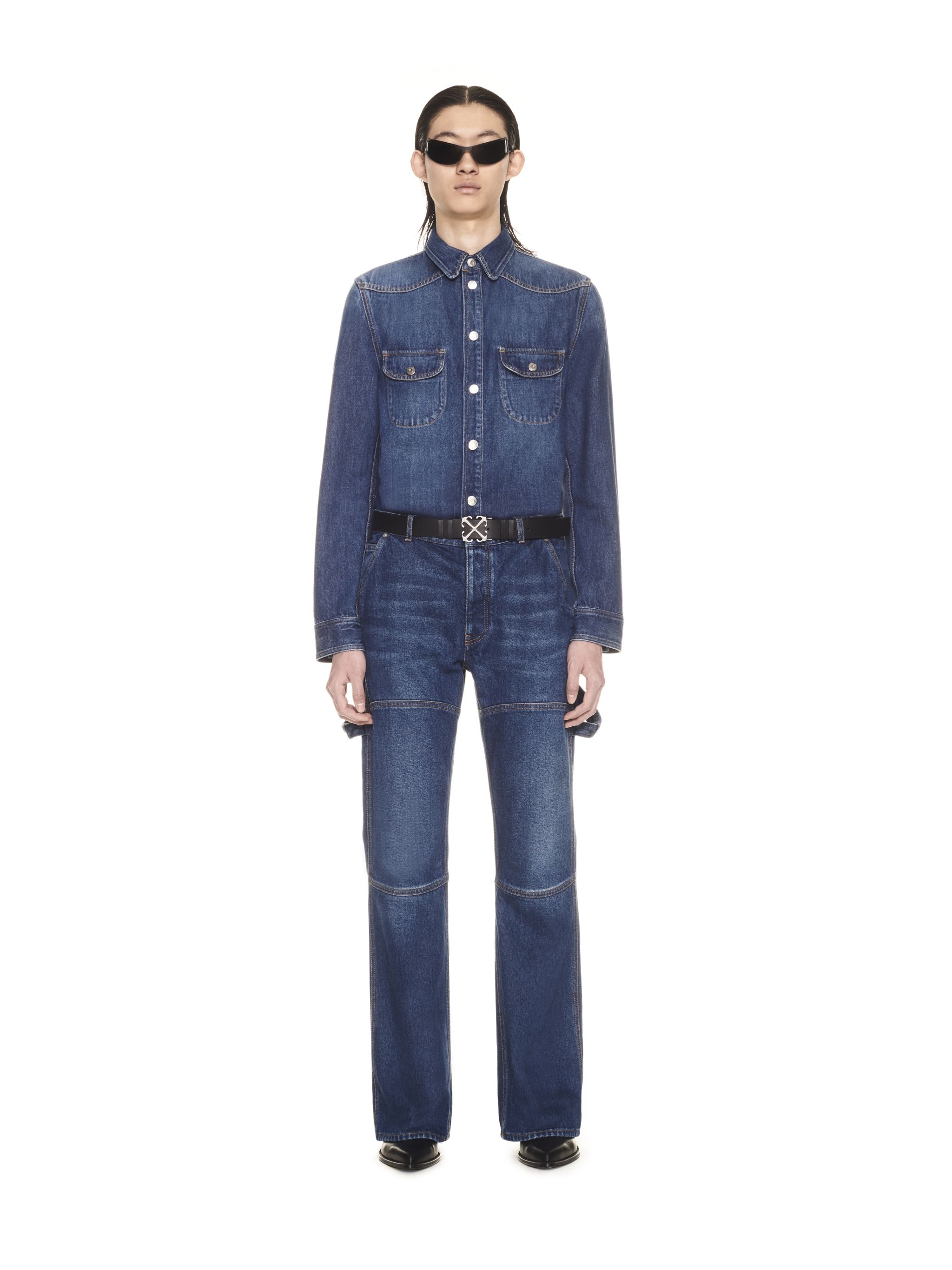 Arr Emb Skinny Denim Shirt Medium Blue N - 2