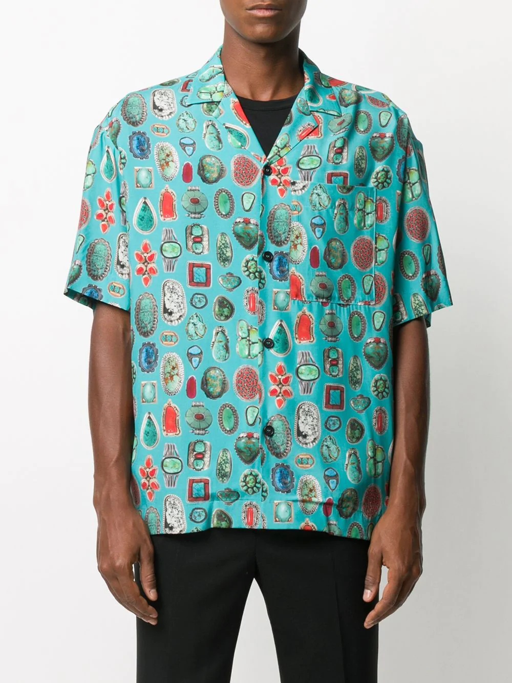 jewel print bowling shirt - 3