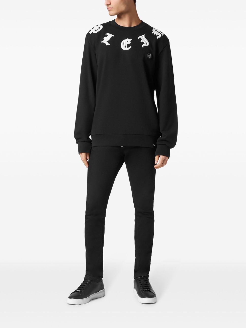 gothic-embroidered round neck sweatshirt - 2