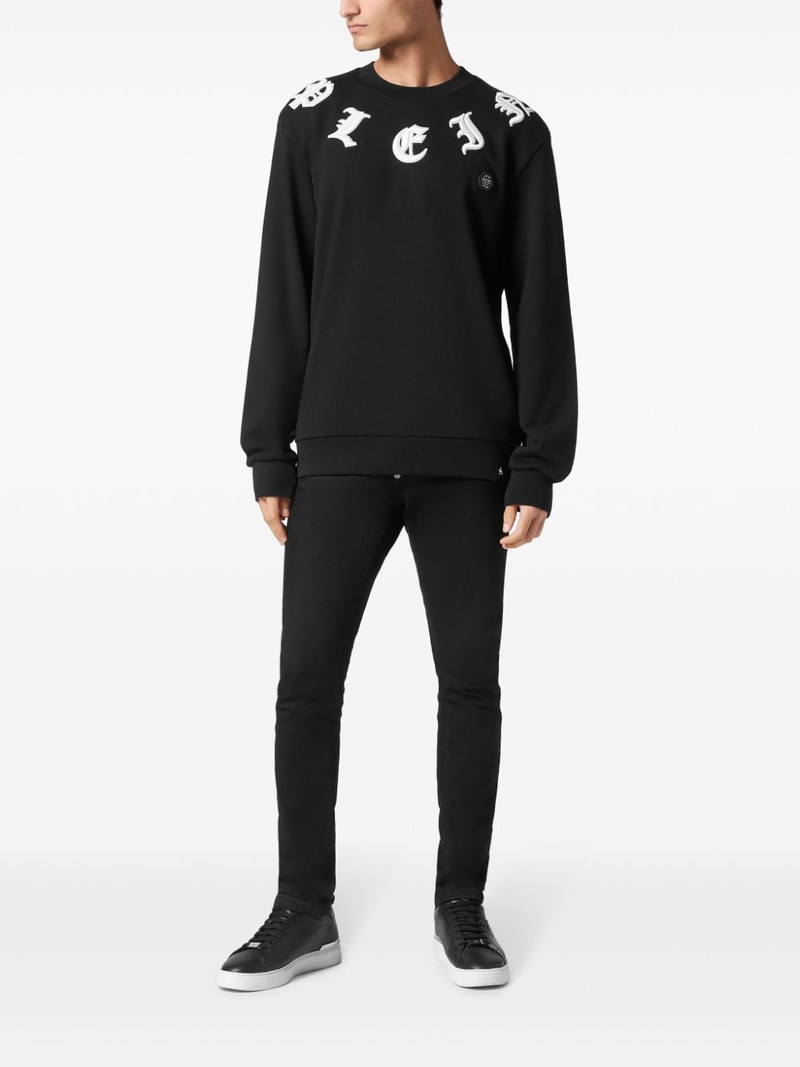PHILIPP PLEIN gothic-embroidered round neck sweatshirt outlook