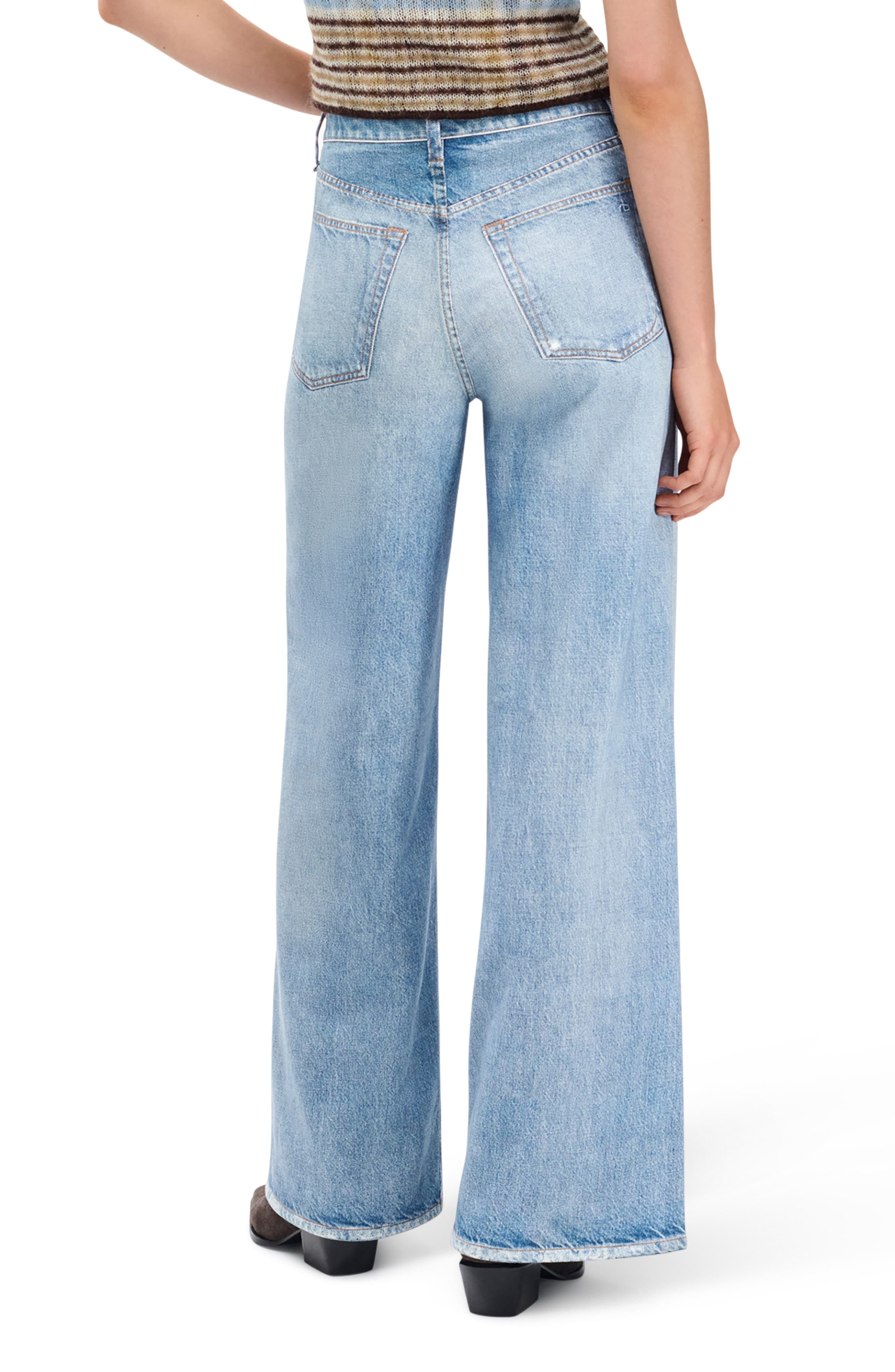 rag & bone Miramar Sofie High Waist Wide Leg Cotton Terry Sweatpant Jeans in Raily at Nordstrom - 2