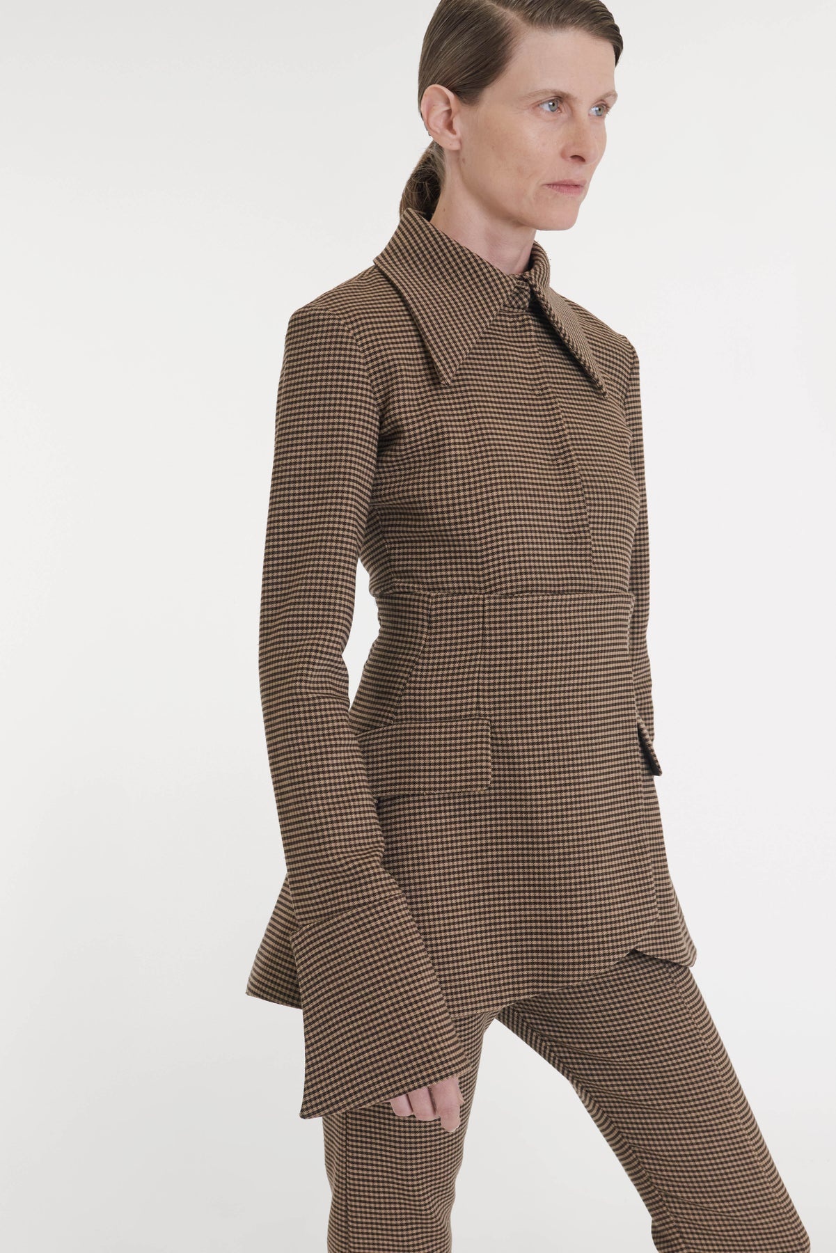 FITTED SHIRT WITH BASQUE DETAIL GINGHAM - 2