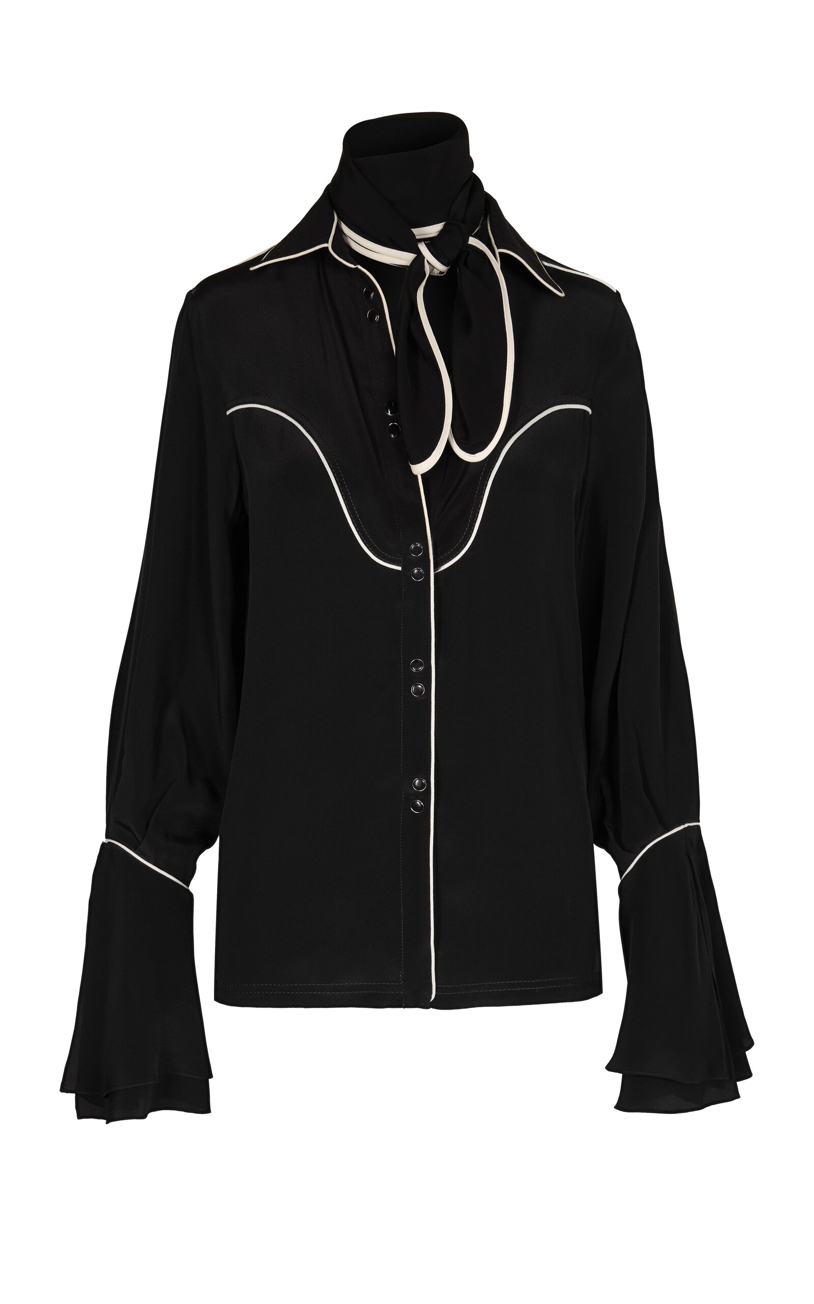 Black High Tides Piped Silk Shirt black - 5