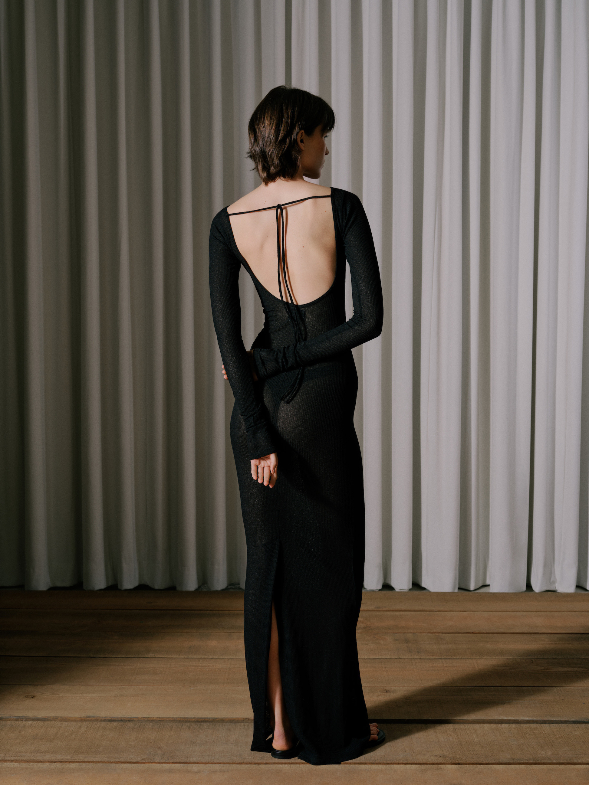 SHEER KNIT JERSEY DRESS - 4