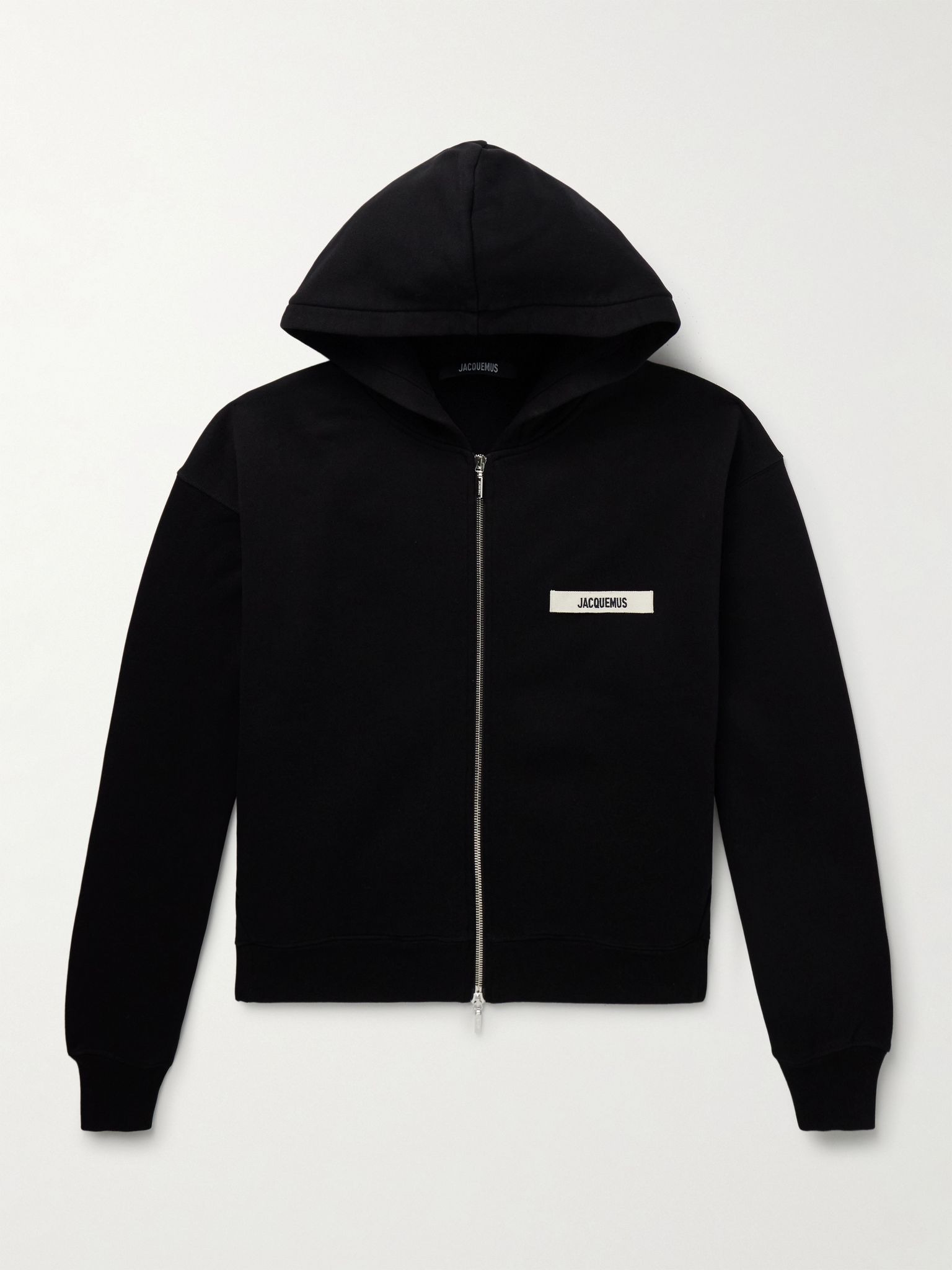 Logo-Embroidered Cotton-Jersey Zip-Up Hoodie Black - 1
