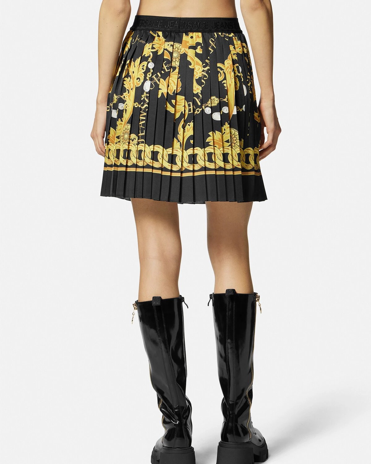 Chain Couture Pleated Mini Skirt - 4