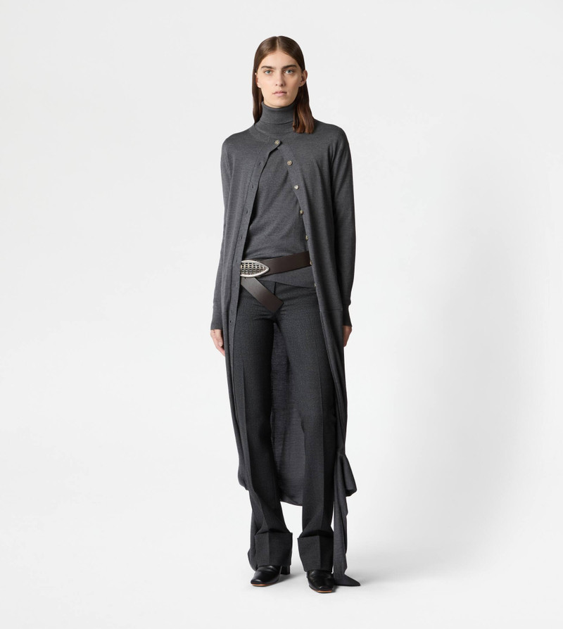 Tod's DOUBLE COLLAR SILK BLEND CARDIGAN - GREY outlook
