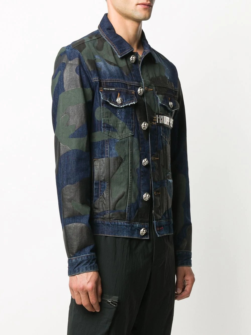 camouflage print denim jacket - 3