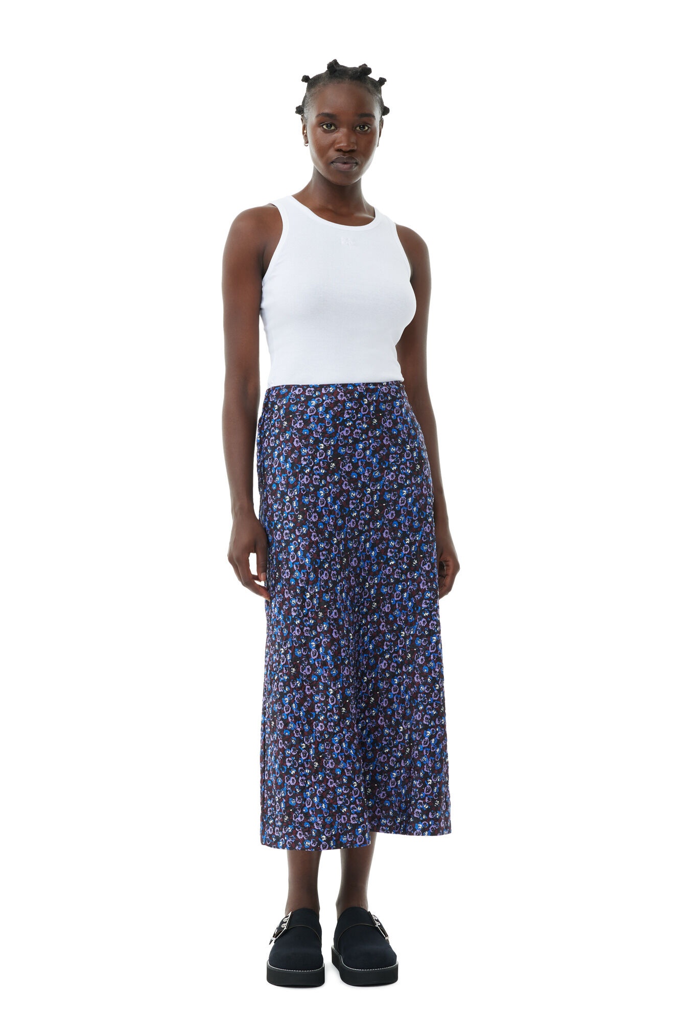 FLORAL CRINKLED SATIN MIDI SKIRT - 2