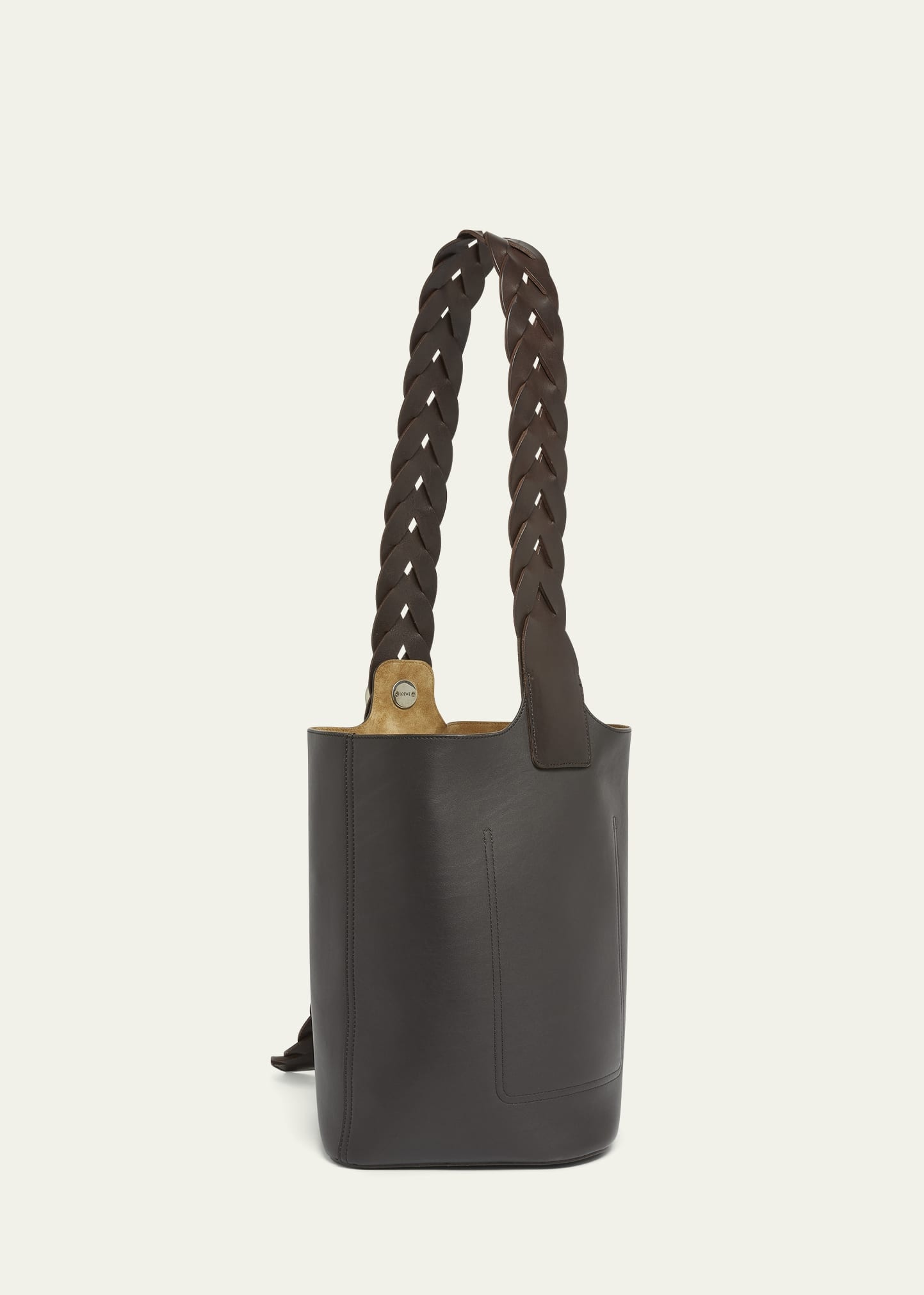 Men's Pebble Woven Leather Bucket Bag - 3