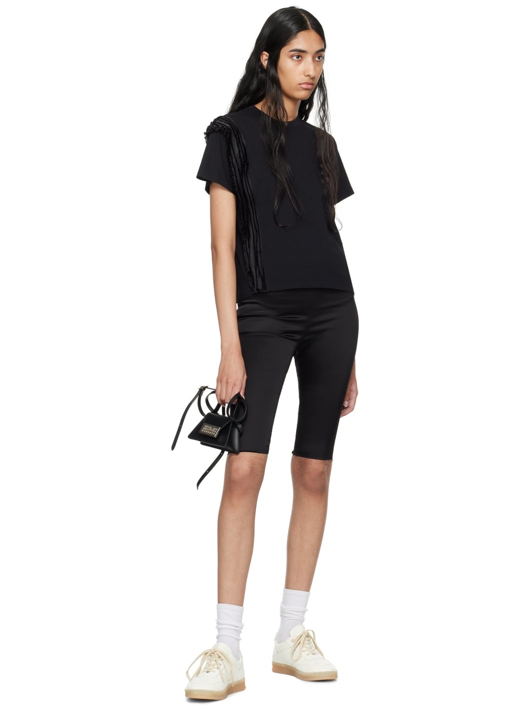 Black Raw Edge Shorts - 4