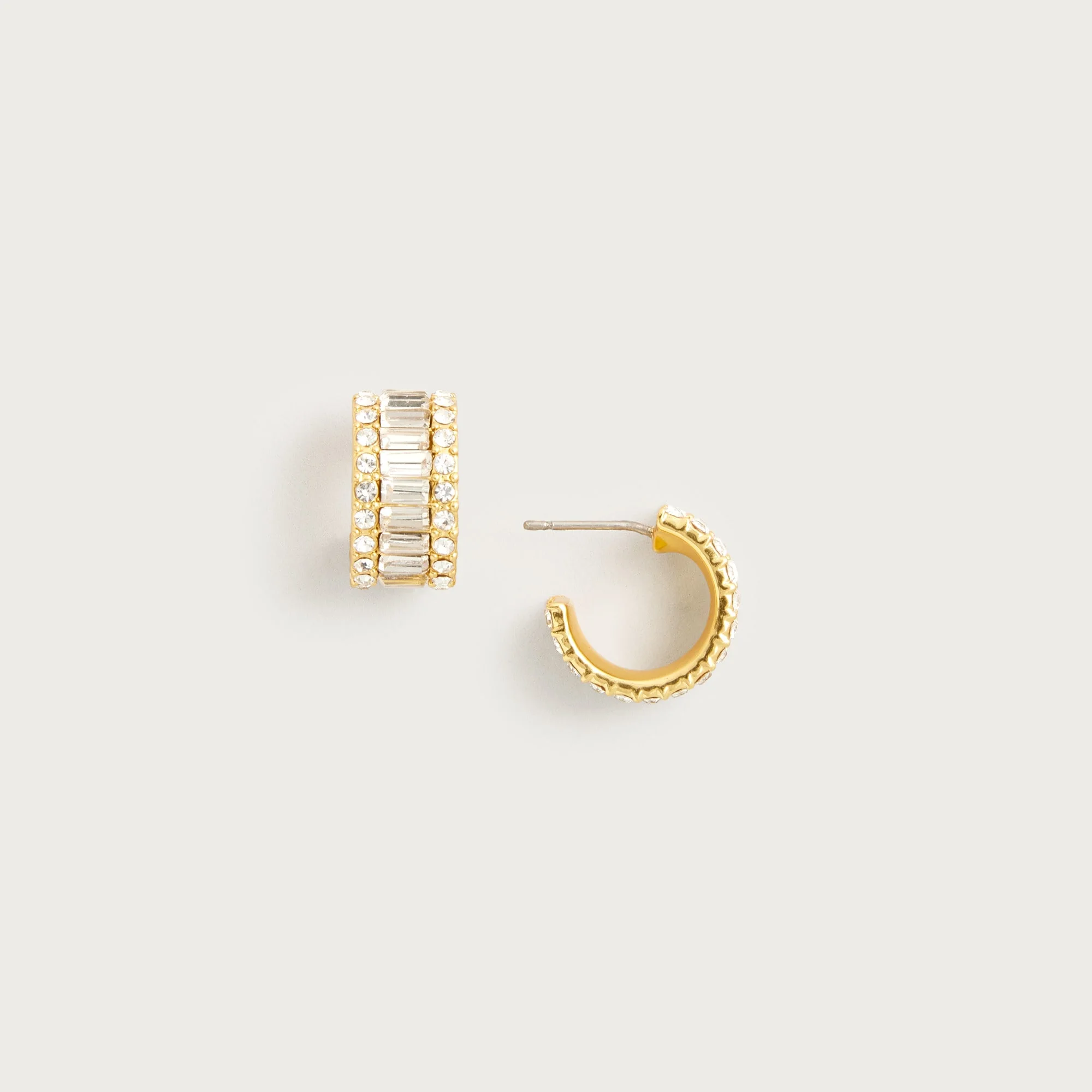 Baguette cubic zirconia hoop earrings - 1