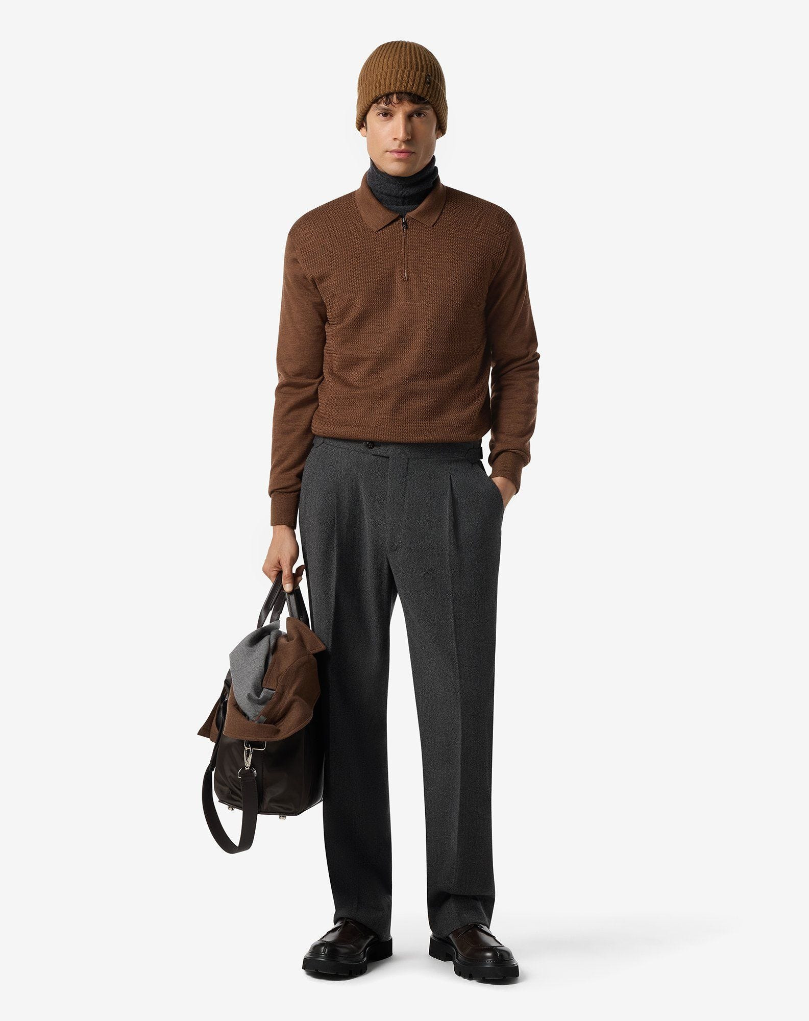Grey wool and cotton trousers - 2