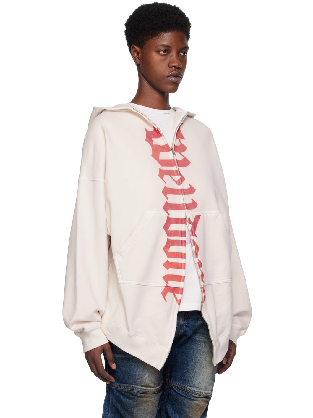 White Printed Hoodie - 2