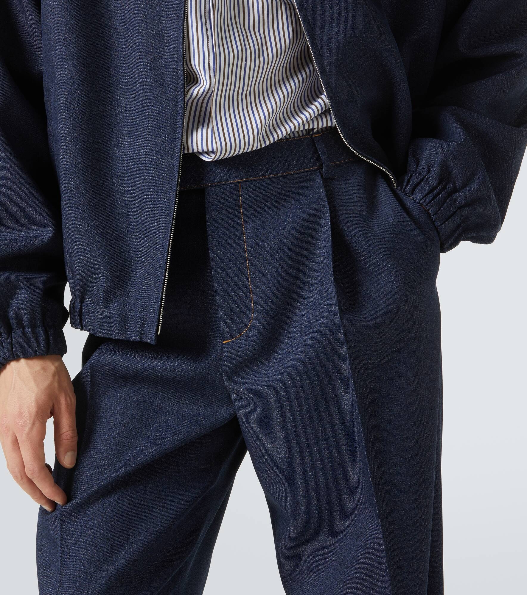 Wool drill wide-leg pants - 5