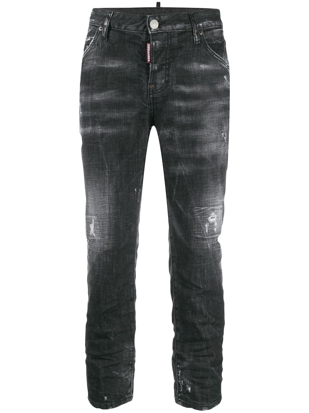 distressed effect mid rise jeans - 1