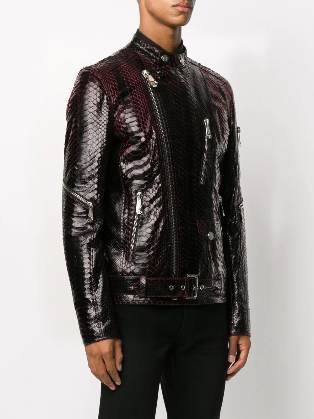 pythonskin-effect biker jacket - 3