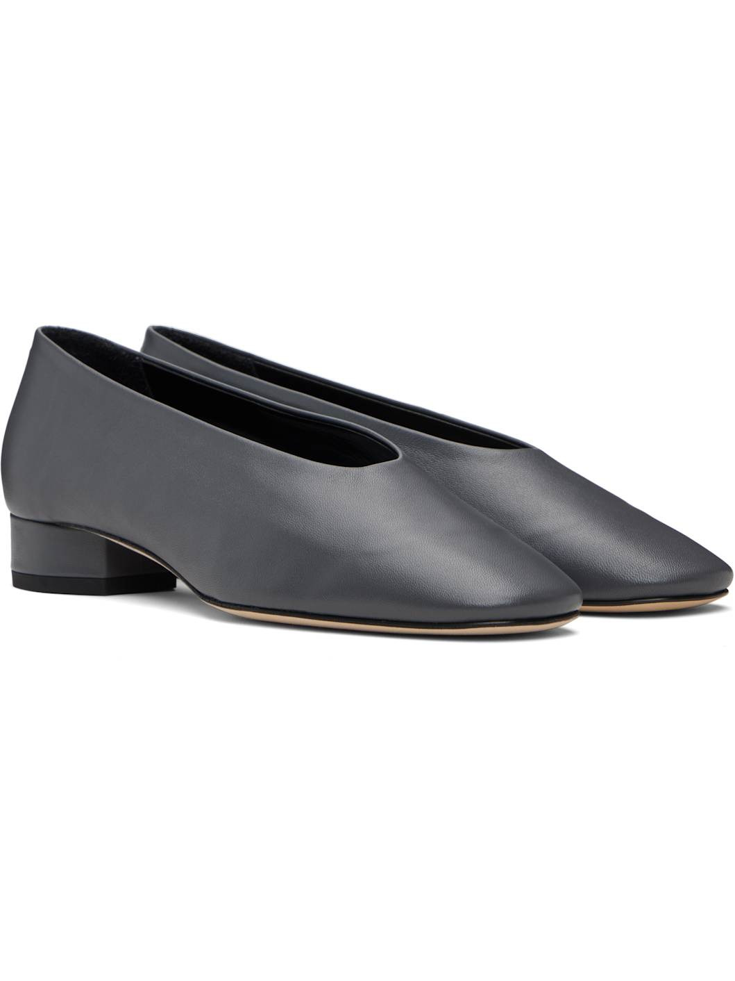 Gray Delia Low-Heeled Ballet Heels - 4