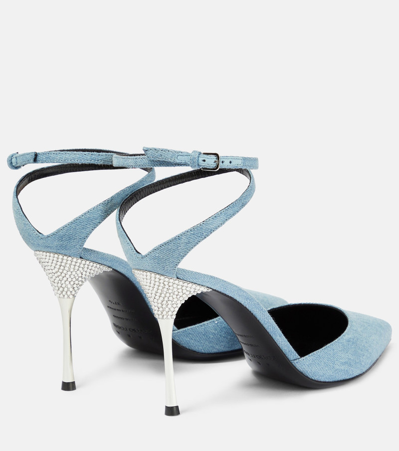 rhinestone-embellished 105mm denim pumps 3