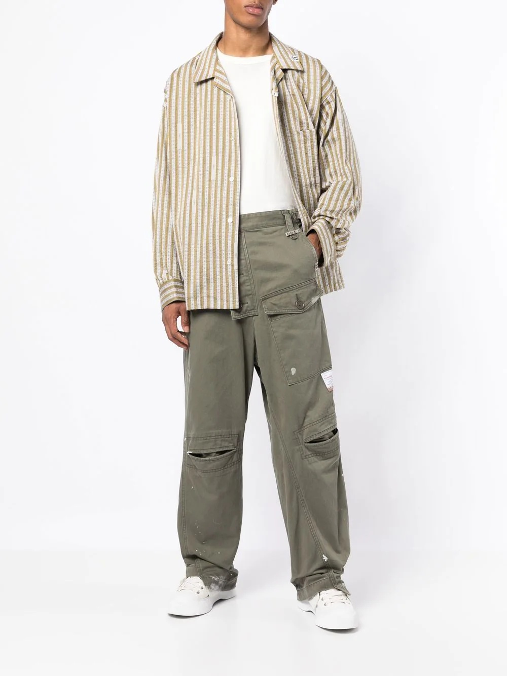 asymmetric logo-patch detail trousers - 2