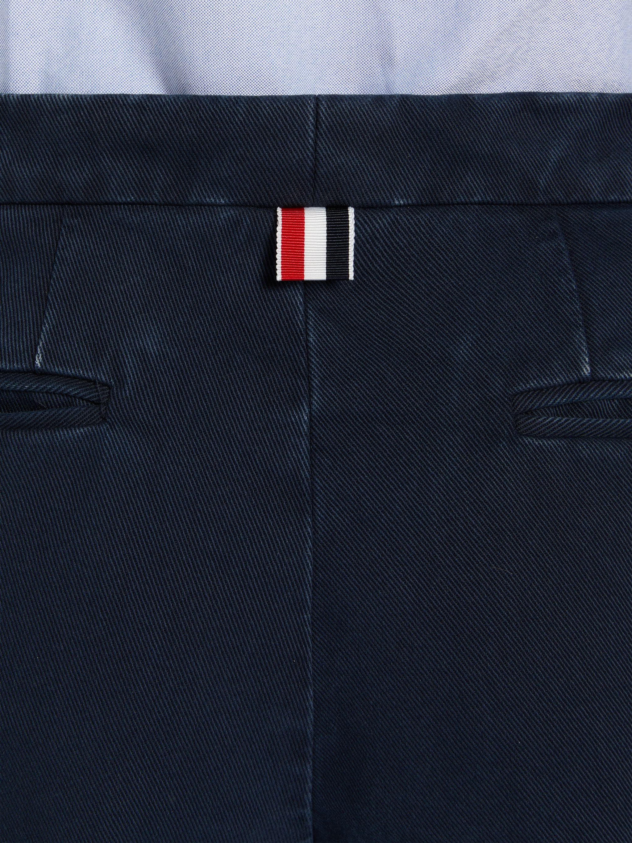 Navy Heavyweight Garment Dyed Cotton Twill Tonal Grosgrain 4-Bar Sack Trouser - 6