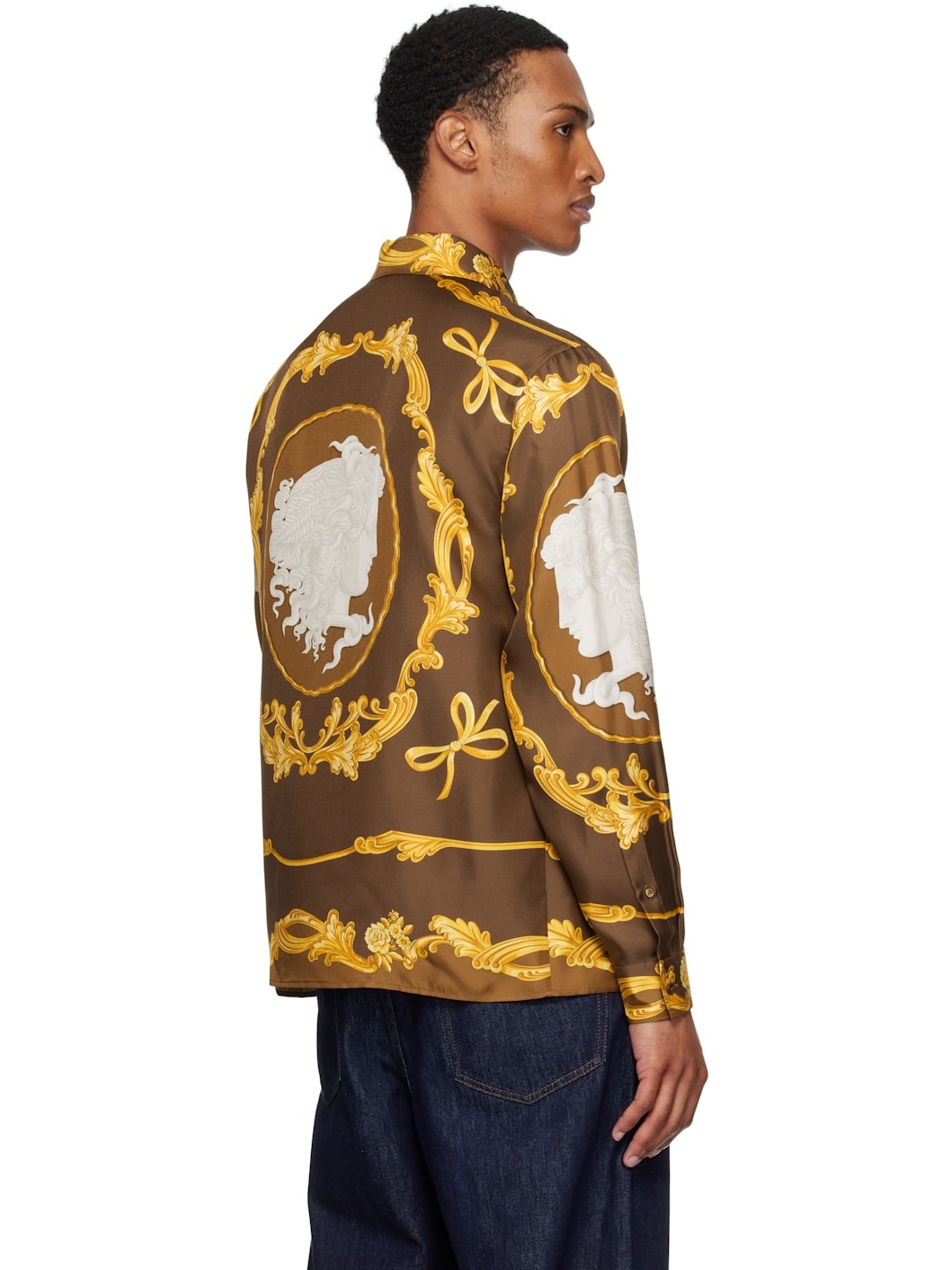 Brown Cameo Silk Shirt - 3