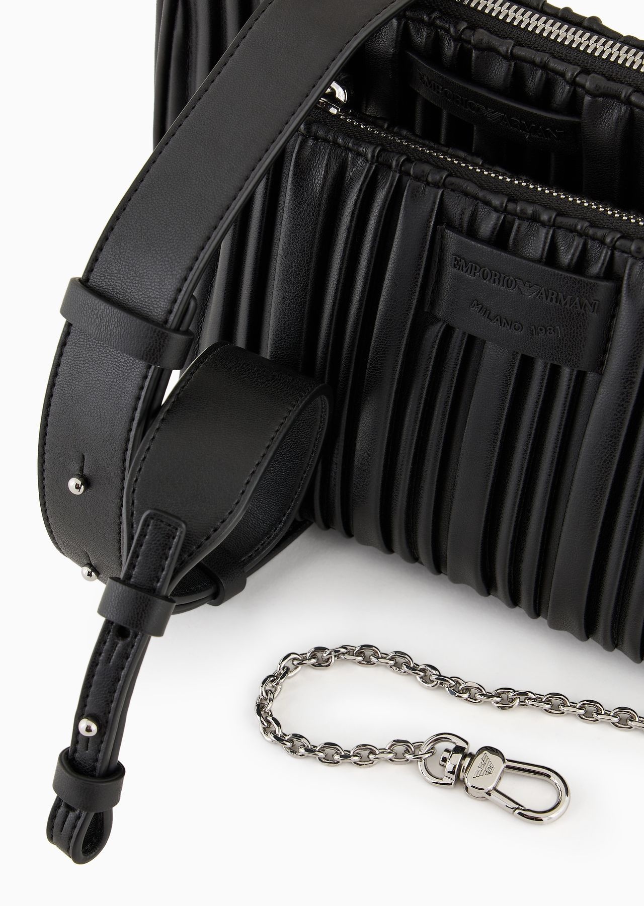 ASV double mini shoulder bag in pleated, recycled faux nappa leather - 5