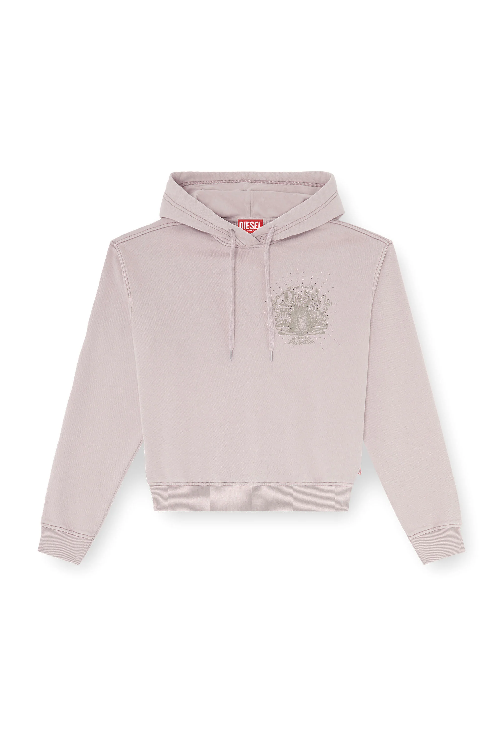 HOODIE WITH PRINTS AND RHINESTONE STUDS - 1