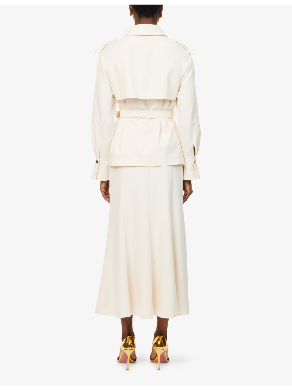 Belted Detachable-Skirt Woven Midi Dress - 4