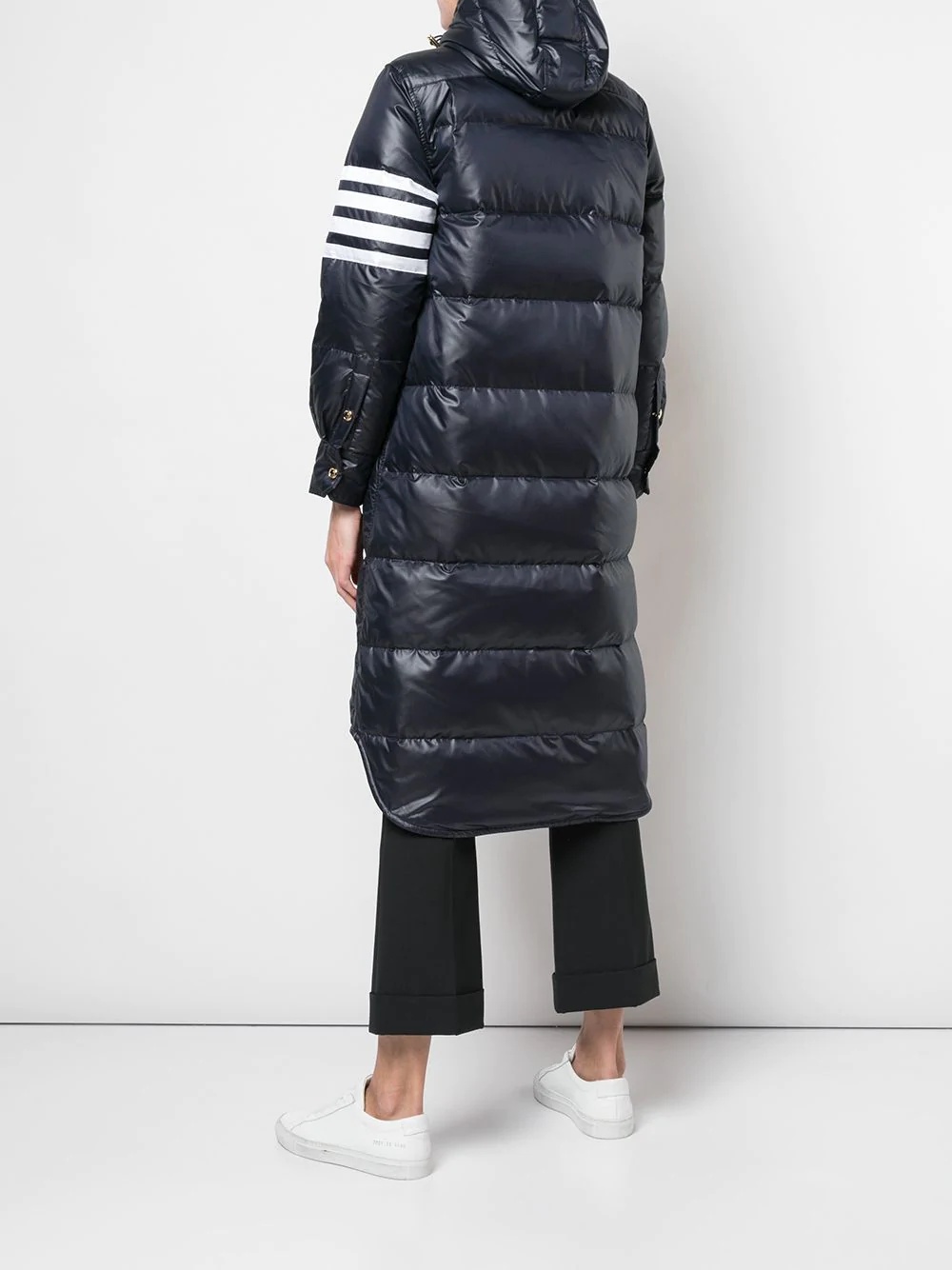 4-Bar stripe long puffer jacket - 4