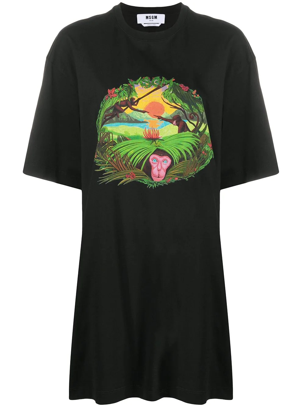 jungle-print T-shirt dress - 1