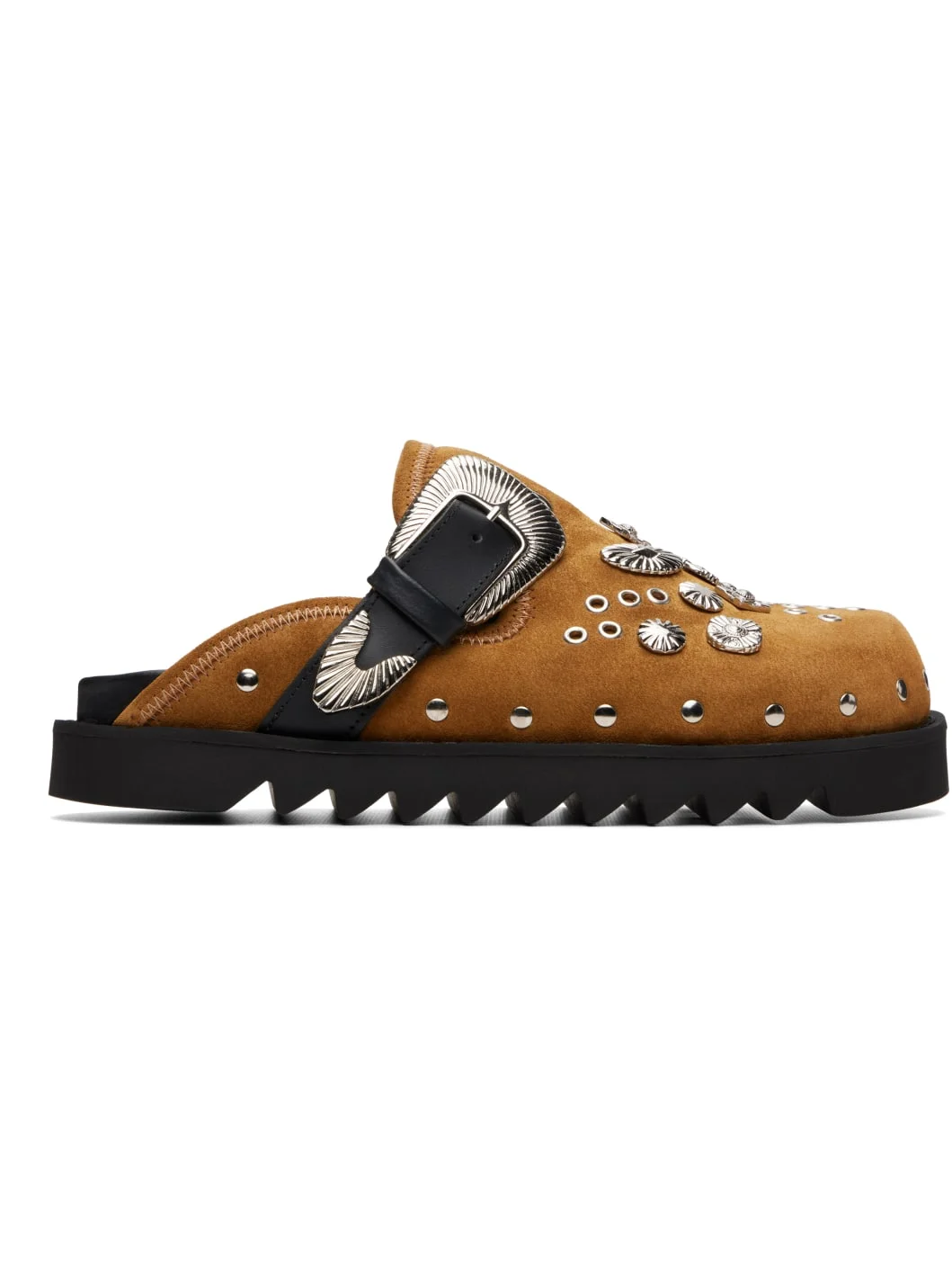 SSENSE Exclusive Tan Eyelet Metal Sabot Slip-on Loafers - 1