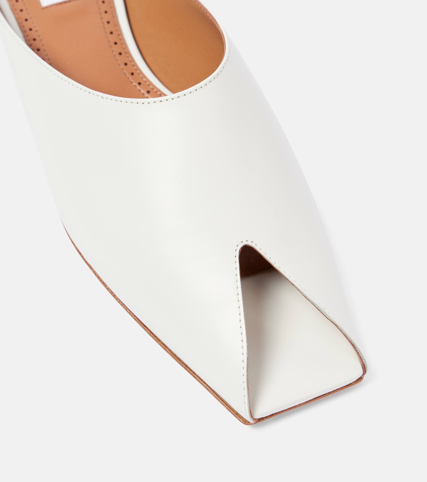 Leather peep-toe mules - 6