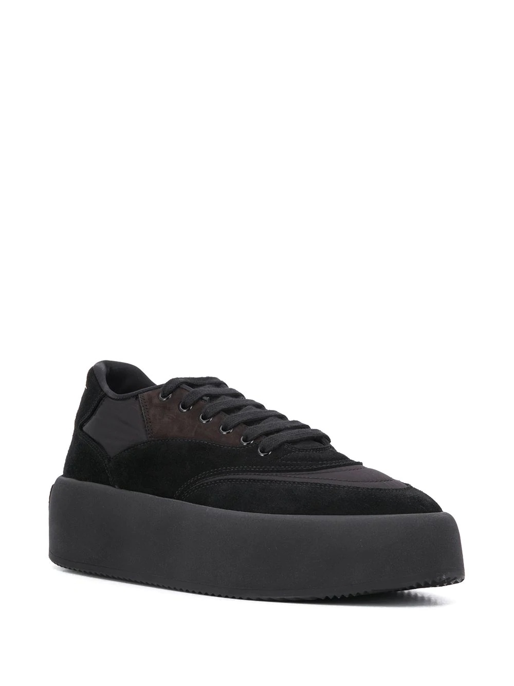 suede panel flatform sneakers - 2