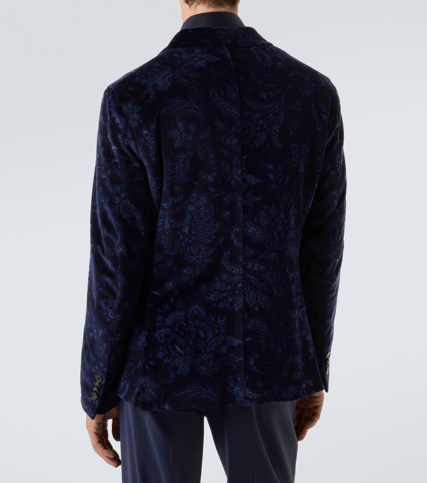 Double-breasted cotton-blend velvet blazer - 4